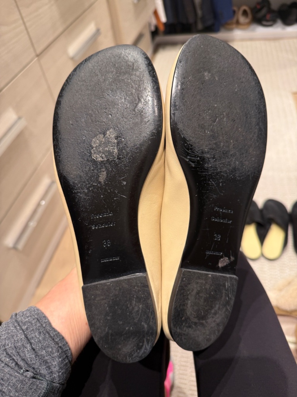 PROENZA SCHOULER 4 pair Ballerina Flats slides mules white beige tan black size8 - Picture 5 of 11